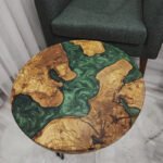 Top view of the Sylva Home custom resin round coffee table, model ET71.